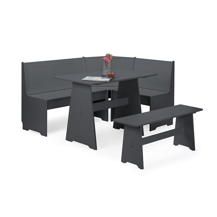 Newport Corner Dining Set In Anthracite Finish